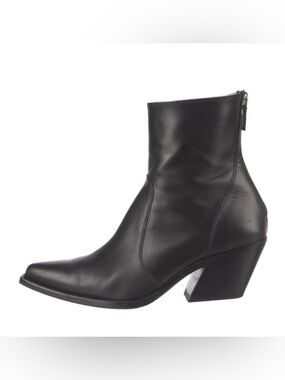 Givenchy Black Leather Pointed Ankle Boots with Block Heel